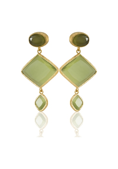 Kadir Jewellery 22 Ayar Altın Kaplama Kadın Sallantılı Küpe -el İşçiliği Ve Hipoalerjenik Küpe Altın - Zeytin Yeşili 16232582