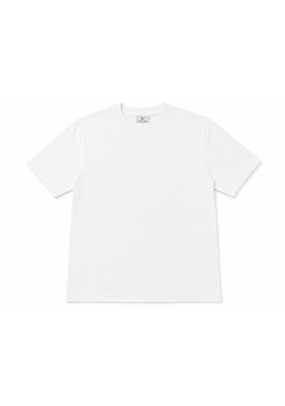 Vasto Moda Erkek Oversize Kalın Dokulu %100 Organik Pamuk Bisiklet Ribana Yakalı Beyaz T-shirt