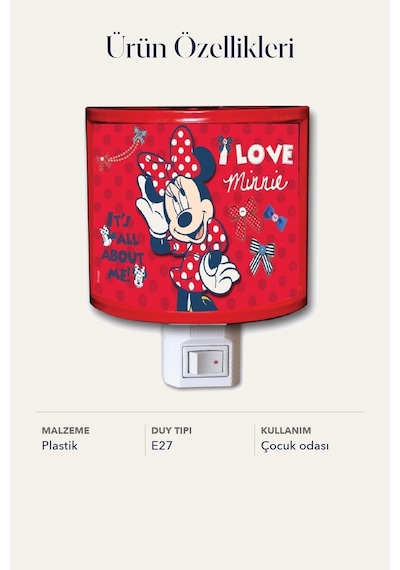 Şenay Aydınlatma Minnie Mouse Dekoratif Gece Lambası Lisanslı Çocuk Odası Modern Tasarım
