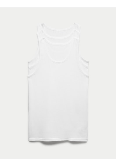Marks & Spencer Saf Pamuklu 3'lü Atlet Seti T14007210d Beyaz