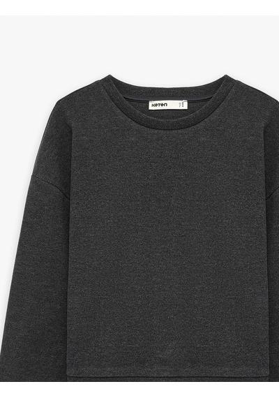 Koton Uzun Kollu Bisiklet Yaka Dantel Detaylı Sweatshirt Antrasit 6sak40070ek Koton Uzun Kollu Bisiklet Yaka Dantel Detaylı Sweatshirt Antrasit 6sak40070ek