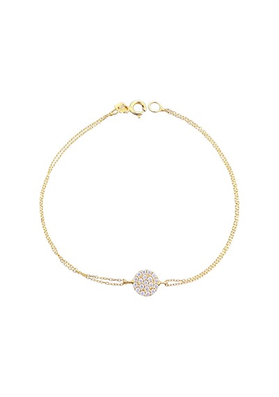 Sefa Gold 14 Ayar Altın Taşlı Daire Bileklik Sarı - Beyaz Altın