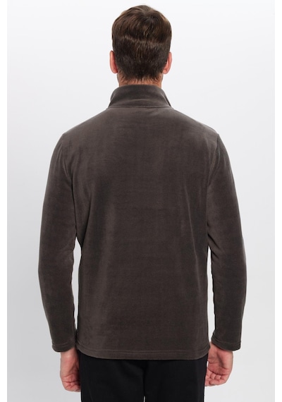 Tudors Unisex Standart Fit Anti-pilling Tüylenme Yapmayan Soğuk Geçirmez Füme Dik Bato Yaka Polar Sweatshirt-30136 Füme