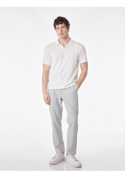 Koton Regular Fit Kısa Kollu Dokulu Polo Yaka Tişört Ekru 6sam10007mk Ekru