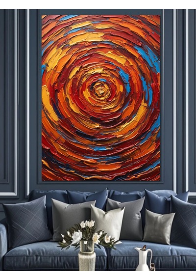 Ahşap Tablo Soyut Renkli Spiral Boyama