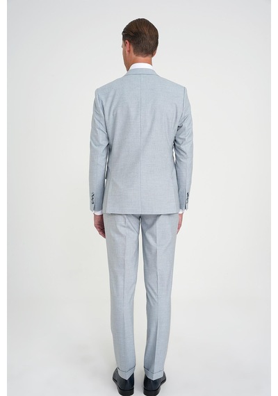 Efor Slim Fit Çift Yırtmaç Esnek Yün Mavi Takım Elbise Tk 918 Mavi