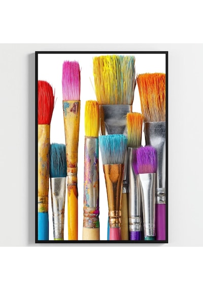 Besay Ressamın Gözünden Modern Salon Duvar Dekorasyonu Renkli Sanat Ve Fırça Posteri 3'lü Set A4 Çerçevesiz
