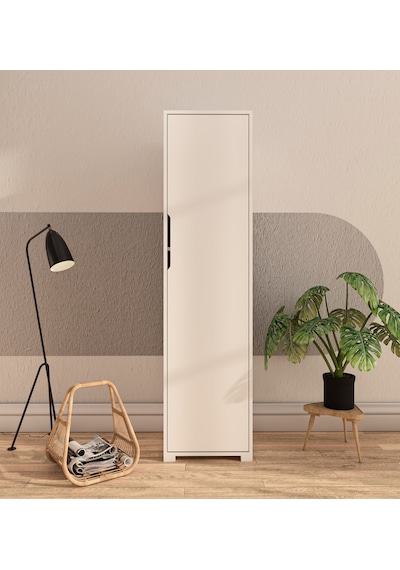 Flora 1 Kapaklı 5 Raflı Gardırop Beyaz Elbise Dolabı