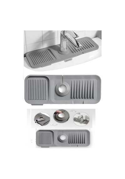 Elastik Mutfak Banyo Musluk Matı Düzenleyici Kaydırmaz Taban Organizer Lavabo Kenar Matı Renkli