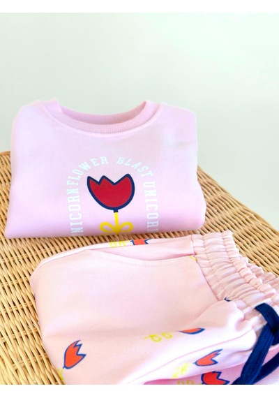 Elzo Collection Kız Çocuk Dokuma Gabardin Pantolon Lale Baskılı Sweatshirt Şardonsuz 3iplik Kumaş Alt Üst Takım Çok Renkli Elzo Collection Kız Çocuk Dokuma Gabardin Pantolon Lale Baskılı Sweatshirt Şardonsuz 3iplik Kumaş Alt Üst Takım Çok Renkli