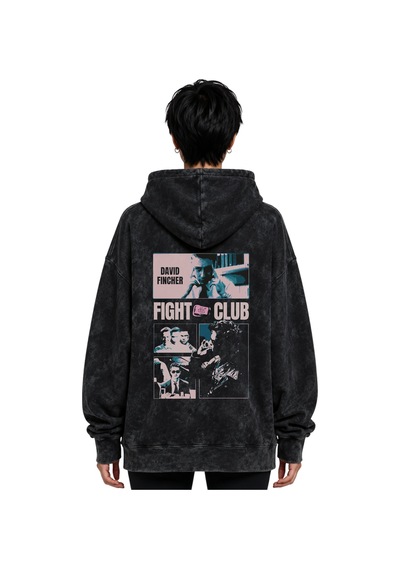 Sevbano Fight Club Tyler Durden Film Baskılı Unisex Oversize Yıkamalı Hoo Siyah