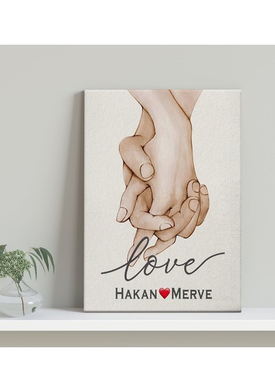 Bk Gift Kişiye Özel Sevgili El Ele Tasarımlı Kanvas Tablo-2 30x50 , Sevgiliye Hediye, Sevgililer Günü Hediyesi Kobitmeyencom33671 Bk Gift