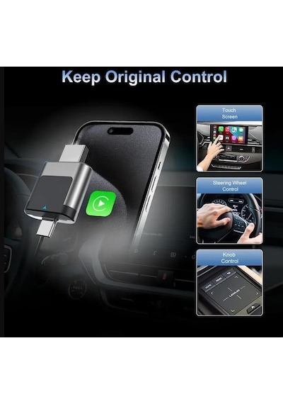 Kablosuz Carplay Ve Android Auto Adaptörü Mini Ergonomik 2in1