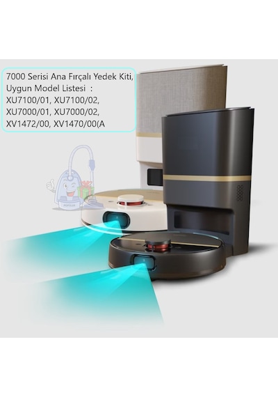 Philips Homerun 7000 Uyumlu Robot Süpürge Yedek Set 2 Filtre + Ana Fırça + Yan Fırça Xu7000 1