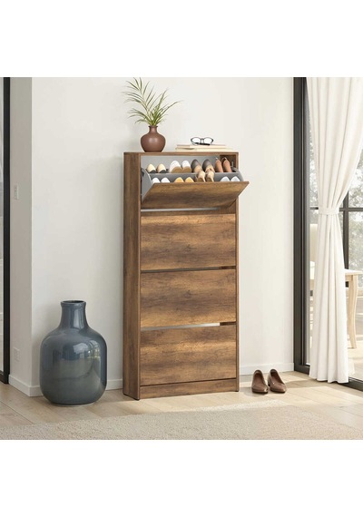 Flat Duo 4 Katlı Geniş Ayakkabılık-koyu Ceviz Oslo Ceviz 73x157x26 Cm Gxyxd Ceviz