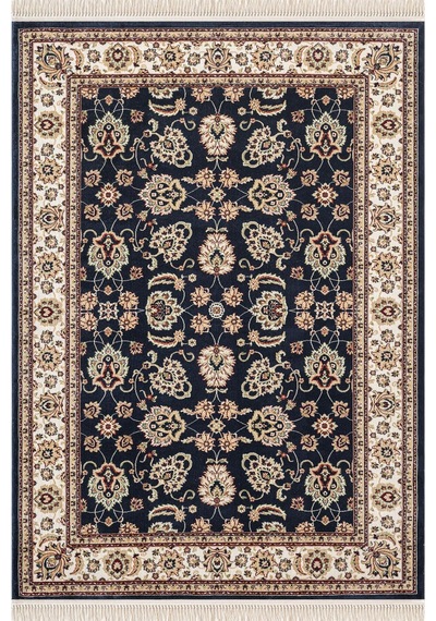 Cotto Home Fesane Fn002m Lacivert Pamuk Taban Etnik Çerçeve Desenli Oturma Odası Halısı