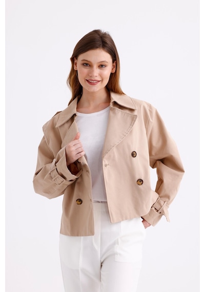 Pastelastore %100 Pamuk Gabardin Astarlı Oversize Geniş Kalıp Kadın Crop Kısa Trençkot 1122 Açık Bej Pastelastore %100 Pamuk Gabardin Astarlı Oversize Geniş Kalıp Kadın Crop Kısa Trençkot 1122 Açık Bej