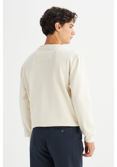 Lee Erkek Pamuk Regular Fit Bisiklet Yaka Patch Logo Bej Sweatshirt Bej