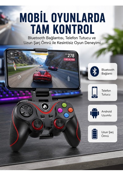Tek Kablosuz Oyun Kolu Bluetooth Joystick Gamepad Android Uyumlu Najmaddin 24873698
