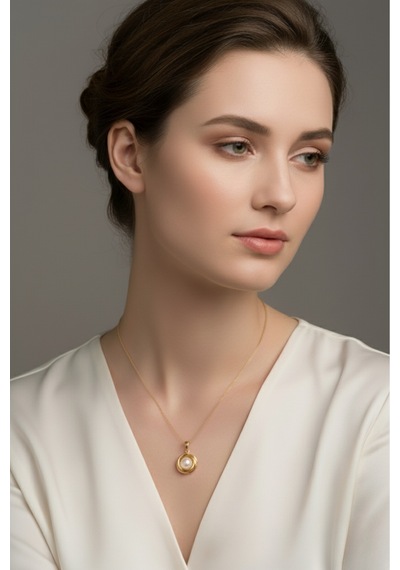 Olympia 6 Mm İnci Kolye Rose Gold - Gümüş