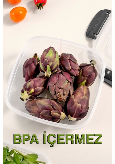 Lock&fresh Master Kare Saklama Kabı 350, 600, 1025 Ml Üçlü Set Antrasit
