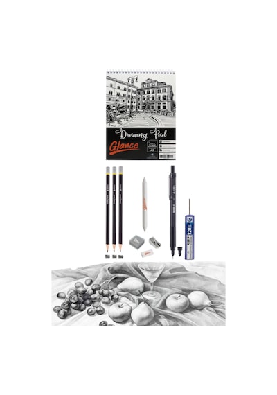 Eskiz Defteri A5 120 Gr 50 Yp Adel Blackline Metal Gövdeli Siyah 0.7 Mm Versatil Kalem Set