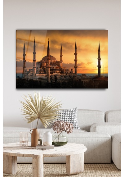 İstanbul Sultan Ahmet Camii Cam Tablo Evlika Ev Ofis Salon Duvar Dekoru Hediyelik Büyük Tablo Dekorasyon