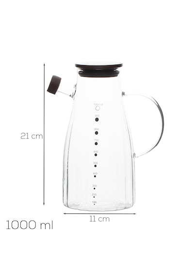 Porsima Lm-0053 Alvera Kapaklı Borosilikat Cam Yağlık Sirkelik Yağdanlık 1000ml Şeffaf