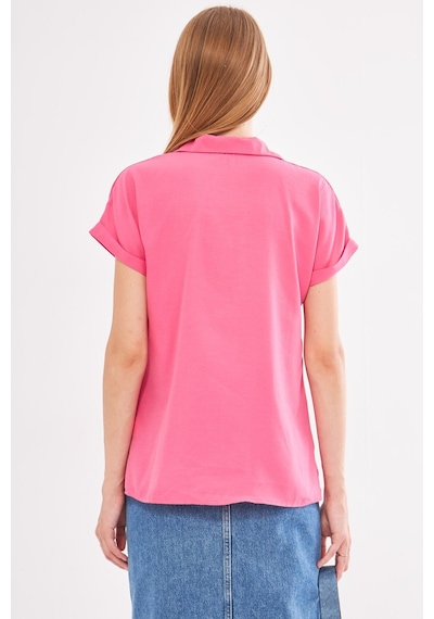 Armonika Kadın Pembe Kısa Kol Gömlek Arm-19y001065