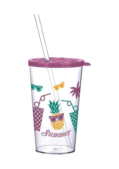 Limonlu Milkshake Baloncuklu Bardak, 700 Ml Kapasite Açık Kırmızı