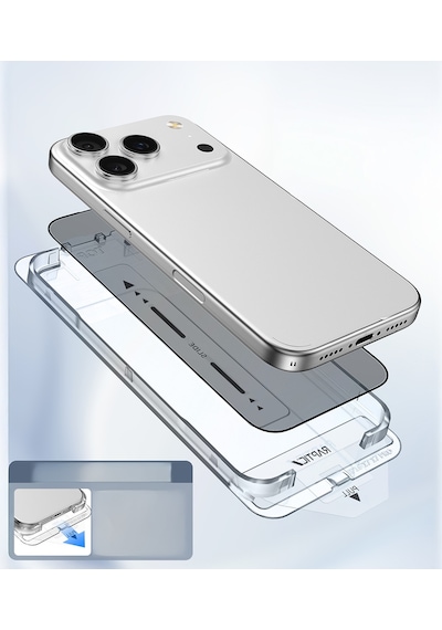 Apple Uyumlu   iPhone 17 Pro Max Raptic Air Glass 2.5d Ekran Koruyucu 2 Adet Uygulama Aparatlı Şeffaf