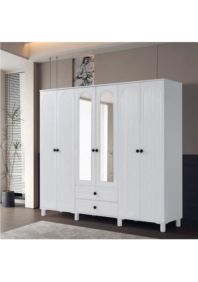 Bohem Mdf 6 Kapılı Dolap Beyaz