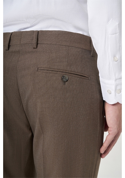 İmza Kahverengi Yan Cep Filafil Desen Comfort Fit Esnek Pantolon 1003260153 Sütlü Kahverengi