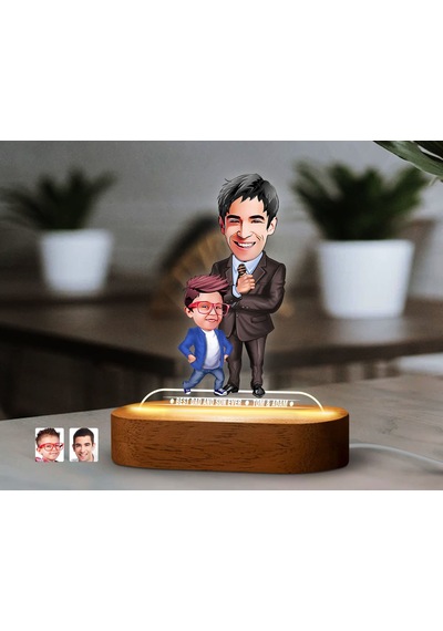 Bk Gift Kişiye Özel Baba-oğul Karikatürlü Dekoratif 3d Biblo Led Işıklı Gece Lambası-6, Babaya Hediye, Babalar Günü Hediyeleri Kobitmeyen138258 Bk Gif
