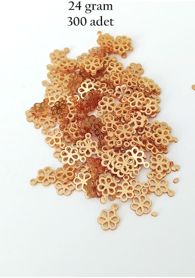 Oya Abiye Bileklik Kolye Pleksi Metalik Plastik Pul Altın Renk 24 Gram 300 Adet - Bnc539 Çok Renkli