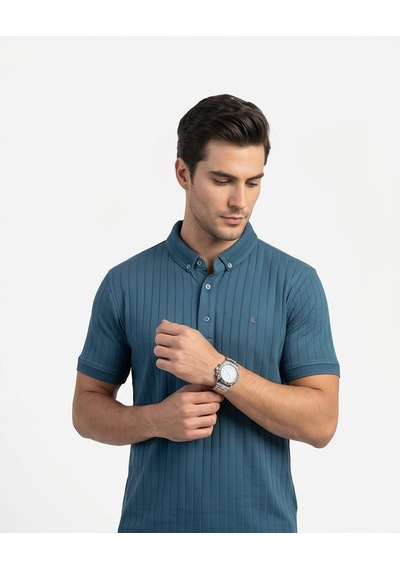 Özeniş Erkek Polo Yaka Slim Fit Çizgili Desen Kaşkorse T-shirt Nefti Yeşili Özeniş Erkek Polo Yaka Slim Fit Çizgili Desen Kaşkorse T-shirt Nefti Yeşili