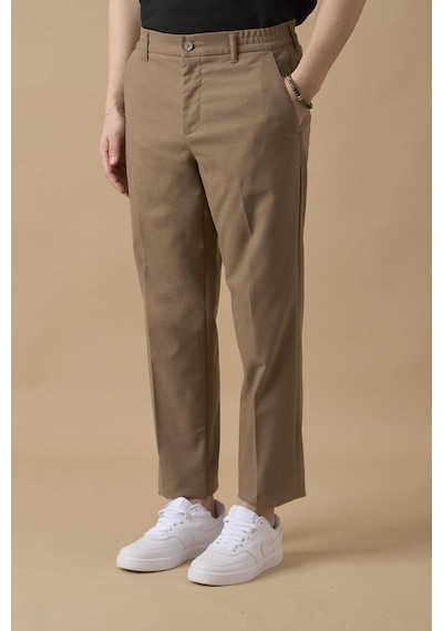 Braccas Erkek Beli Lastikli Vizon Chino Pantolon Vizon