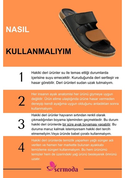 Sermoda Hakiki Çapraz Renk Garnili Deri Erkek Terlik Doğal Deri Terlik C Siyah Taba