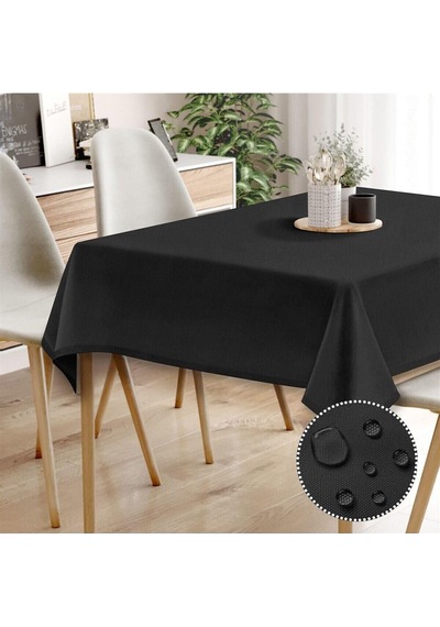Canvas Siyah Sıvı Geçirmez Leke Tutmaz Masa Örtüsü Siyah 80 X 80 Diğer