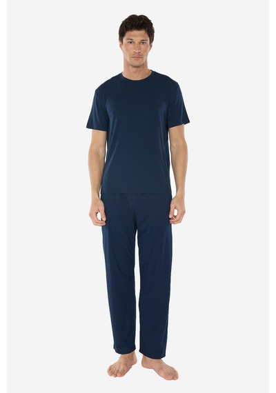 Malabadi Erkek Lacivert Bisiklet Yaka Micro Modal Extra Yumuşak Yazlık Pijama Takımı 6030