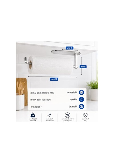 Yapışkanlı Dolap Altı Havlu Askısı, Modern Krom Tasarım 12 Izgara