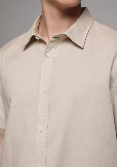 Colin's Colins Regular Fit Shirt Neck Düz Erkek Bej Uzun Kol Gömlek Cl1080097 Q1.v2 Beı