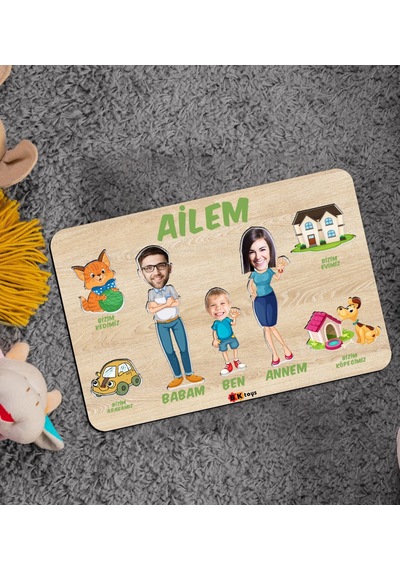 Bk Toys Çocuklara Özel Ailem Konseptli(3 Kişilik) Ahşap Eğitici Y