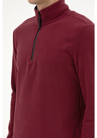 U.S. Polo Assn. Erkek Regular Fit Koyu Bordo Polar Yarım Fermuarlı Basic Sweatshirt 50313777-VR177