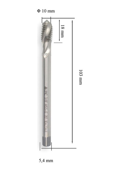 Mte Unc 3/8" Helis Makine Kılavuzu Hsse Dın 2183/c