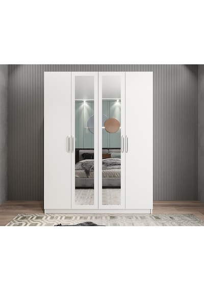 Bevel 4 Kapaklı Gizli Çekmeceli Gardırop By 180 Cm - Montaj Dahil