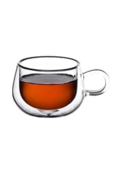 Çift Cidarlı 200 Ml Kulplu Cam Bardak, Neskafe Fincanı, Çay Kupası, 1 Adet - 12673 Açık Ahşap