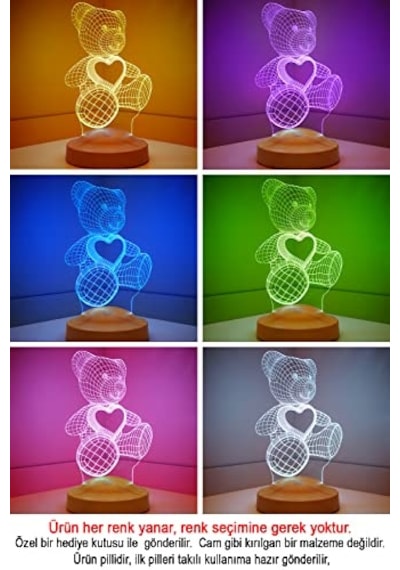 3d Ayı Teddy Hediyesi 3 Boyutlu Led Lamba Diğer