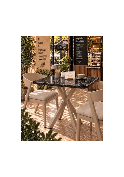 Kalınlaştırmalı Mutfak Cafe Balkon Bahçe Restoran Yemek Masası 70x70 Cappuccino Traverten Kare Metalik Metalik Kalınlaştırmalı Mutfak Cafe Balkon Bahçe Restoran Yemek Masası 70x70 Cappuccino Traverten Kare Metalik Metalik
