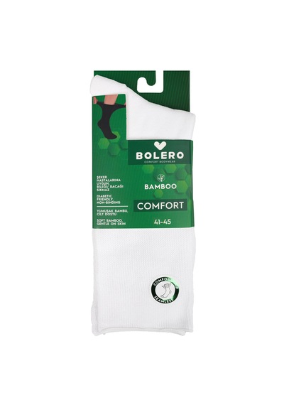Bolero B27 Unisex Bambu Diyabetik Şeker Çorabı Beyaz